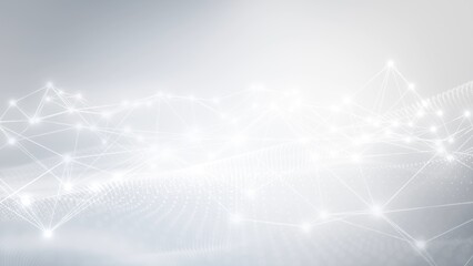 Abstract clean white grey blurred wave for elegant business corporate presentation background. Luxury particle light glitter smooth digital technology.