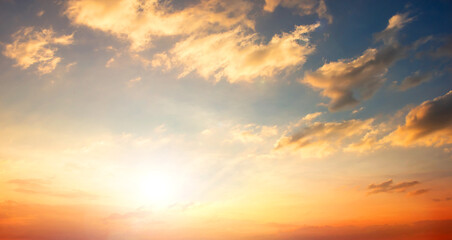 Wall Mural - dramatic cloudscape in twilight with sunset