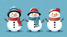 Let It Snow Card With Cute Character Snowman Illustration