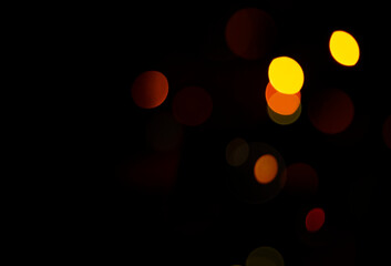 Wall Mural - Abstract dark bokeh background, defocused lights at night.