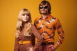 portrait of a couple in a studio 70s style