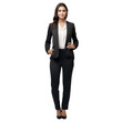 Portrait of Happy smiling businesswoman ceo wearing suit standing posing, Full body, isolated on white background, png