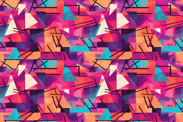 Abstract Geometric Shapes Pattern: Bold geometric shapes in a variety of colors, with the palette knife technique adding dimension and a modern edge to the composition - beautiful backdrop 