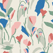 Vector modern flower botanical illustration seamless repeat pattern digital artwork 