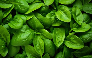 Fresh green baby spinach leaves natural background