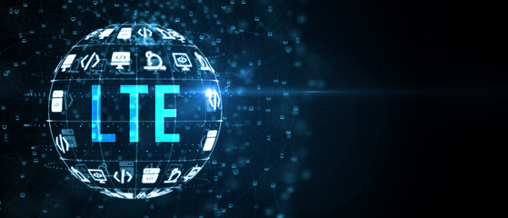 Business, Technology, Internet and network concept. LTE abbreviation, modern technology concept. 3d illustration