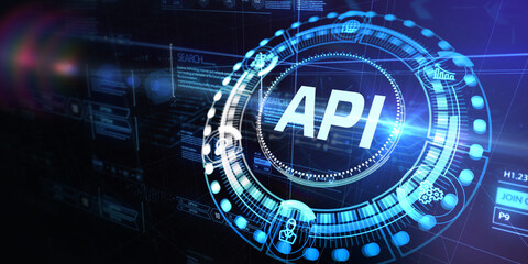 API - Application Programming Interface. Software development tool. Business, modern technology, internet and networking concept. 3d illustration