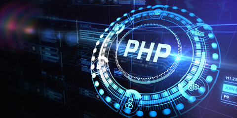 Business, Technology, Internet and network concept. PHP abbreviation. Modern technology concept. 3d illustration