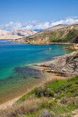 Canvas Print - Tranquil shore with beautiful nature, coastal landscape, and serene ocean.