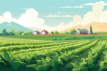 Cartoon graphic illustration for organic farming