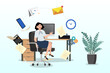 © Art of Ngu - Businesswoman admin working at office desk administrator or assistant occupation, secretary or accountant professional, receptionist work with answer telephone, schedule calendar (Vector)