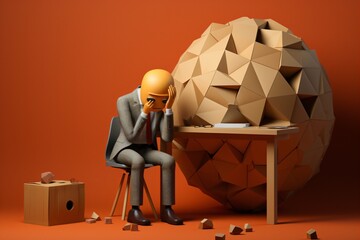 Cartoon illustration of a sad and lonely man who is depressed