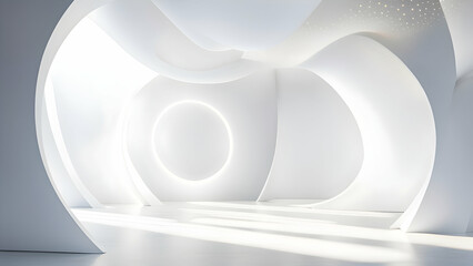 Wall Mural - Abstract empty white interior with white walls and ceiling.