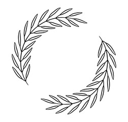 Wall Mural - Hand-drawn wreath frame with olive branches