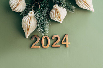 Wall Mural - 2024 text background. New year and business concept strategy.