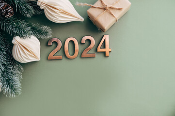 Wall Mural - 2024 text background. New year and business concept strategy.