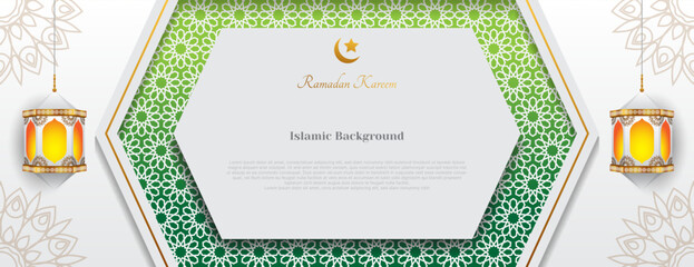 Sticker - white islamic banner background for ramadan kareem, eid mubarak, eid al-adha, eid al-fitr, etc.