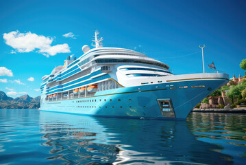 Large cruise ship. The concept of exclusive tourism in the ocean sea travel on vacation in summer