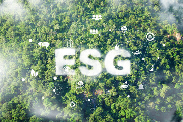 Wall Mural - environmental technology concept. sustainable esg modernization development by using technology of r