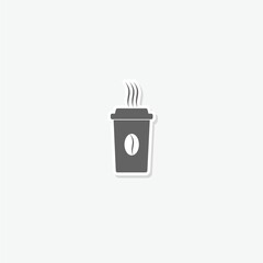 Wall Mural - Paper coffee cup icon sticker isolated on gray background