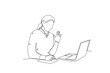 © dionlaloc - Single one line drawing a Female doctor greeting patient virtually2. Continuous line draw design graphic vector illustration