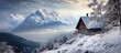 European alps in winter - old house.