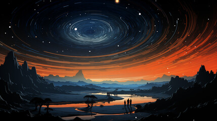 Wall Mural - Looking at the vast space creative illustration,created with Generative AI tecnology.