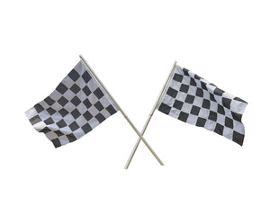 checkered flag waving isolated on white background. This has clipping path.