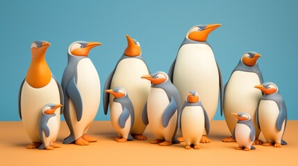 Wall Mural - A group of penguins standing next to each other, AI