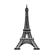 Eiffel Tower in Paris on a white background. Landmark of Paris. Vector linear illustration silhouette