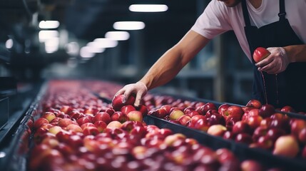 Wall Mural - apple in factory process