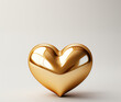 Gold 3D heart over white background. Valentine's Day card with area for text above.