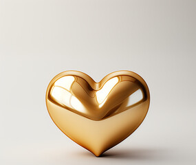 Wall Mural - Gold 3D heart over white background. Valentine's Day card with area for text above.