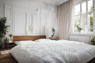  Explore the concept of a blank slate in the morning, with a neatly folded duvet awaiting the night's return