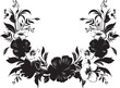 Elegant Ebony Floral Embrace Vector Icon Chic Noir Bloomed Frame Black Border Design