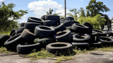 Fototapeta  - A photo of used tires illegally dumped in Coral Gables