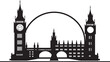 Thames Riverside Icon Black Vector Design Landmark Profile Vector Black London
