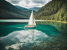 A sailboat on a smooth lake, capturing the essence of quiet exploration