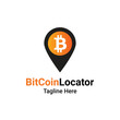 Bit Coin Location Logo Icon Template Vector. Finance Pin Point Illustration Sign. Money Locator Symbol Element.
