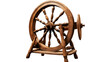 Rustic Spinning Wheel Crafted Wooden Elegance Isolated on Transparent Background PNG.