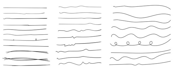 
Set of hand drawn line brushes.Hand drawn lines and dividers.Doodle line borders.