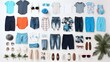 Fashionable men s clothing and accessories on clean white wooden background   top view composition