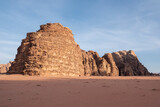 Fototapeta  - Rocks and mountains in the red  Wadi Rum desert in Jordan