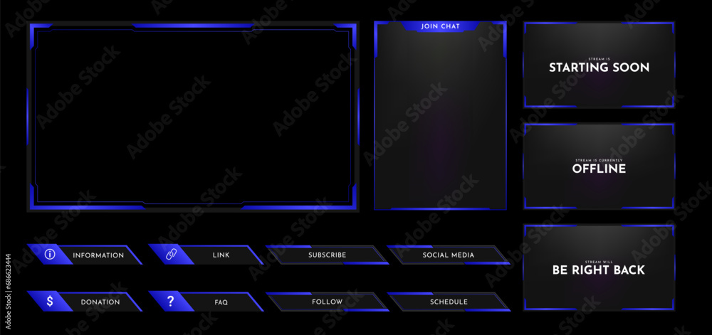 Live stream overlay panel design template. Futuristic digital streaming ...