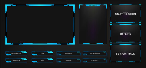 Wall Mural - live stream overlay panel design template. futuristic digital streaming screen interface. online gam