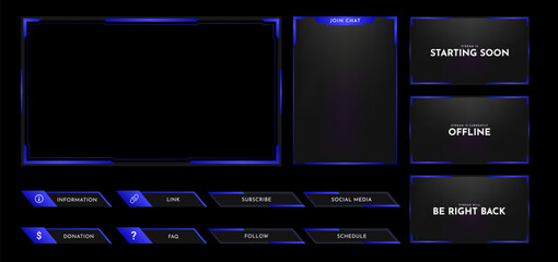 Wall Mural - live stream overlay panel design template. futuristic digital streaming screen interface. online gam
