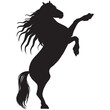 Drawing the black silhouette of standing horse on a white background