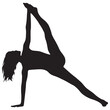 Hand drawing of a black silhouette of a yoga girl on a white background