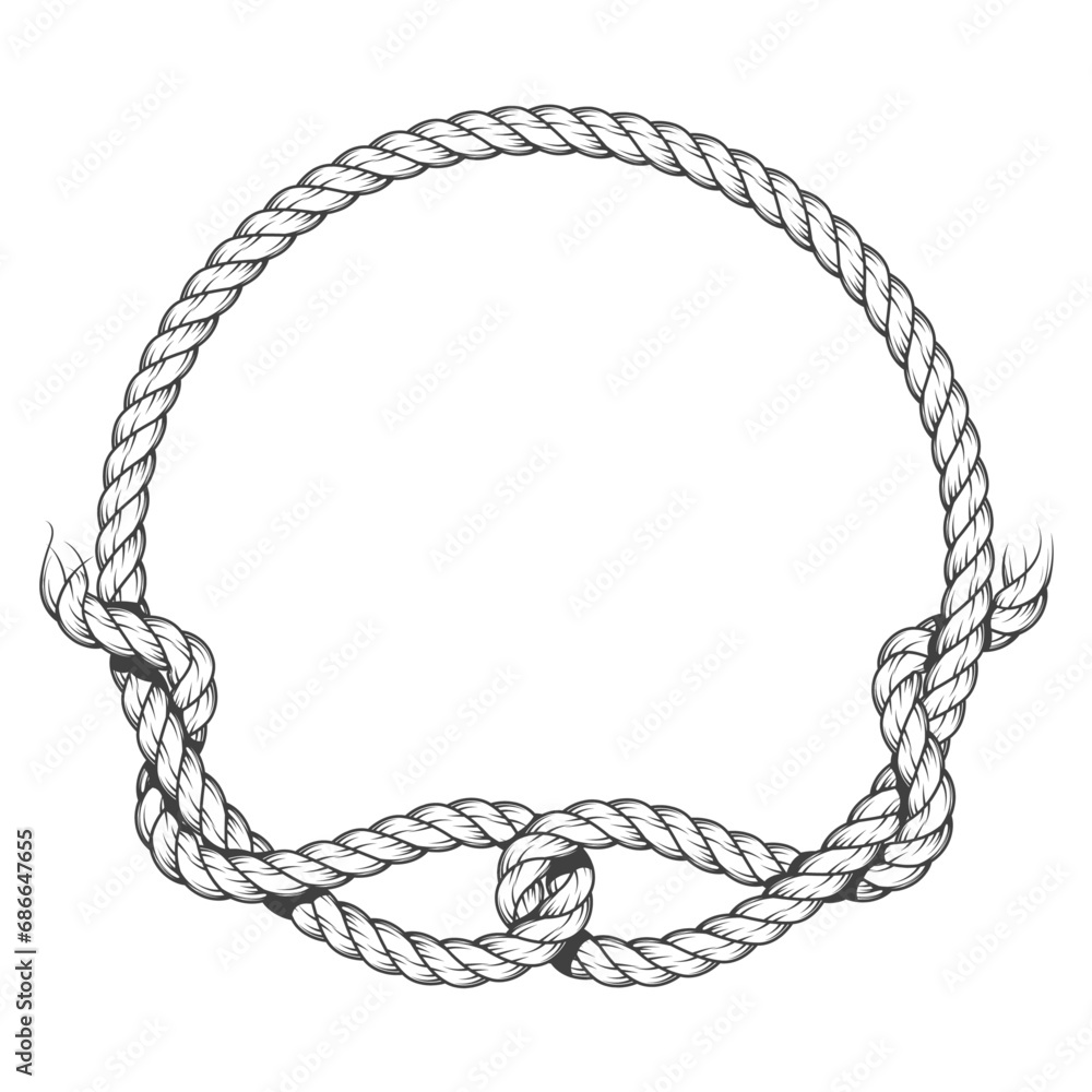Then Rope Round Round rope frame with unconnected knot or loops, rope circle with ...