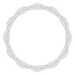 Round rope frame with two twisted ropes, nautical circle frame, vector